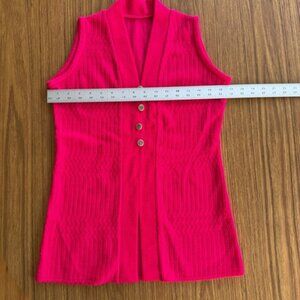 Vintage 70s Bright Pink Split Hem Sweater Tank Top Women’s Small